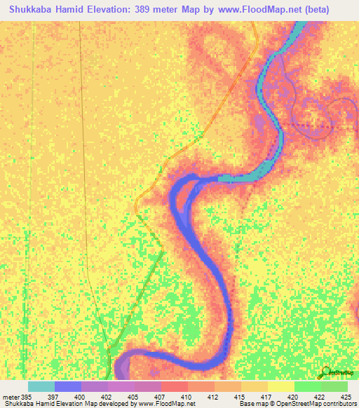 Shukkaba Hamid,Sudan Elevation Map