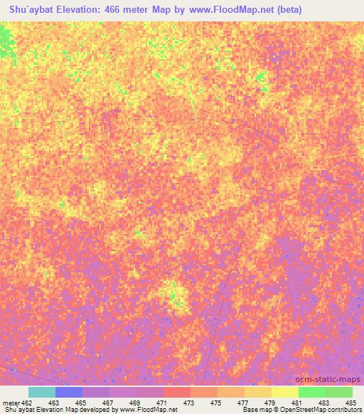 Shu`aybat,Sudan Elevation Map