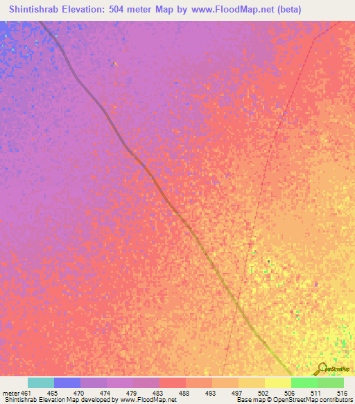 Shintishrab,Sudan Elevation Map