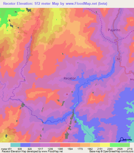 Recetor,Colombia Elevation Map