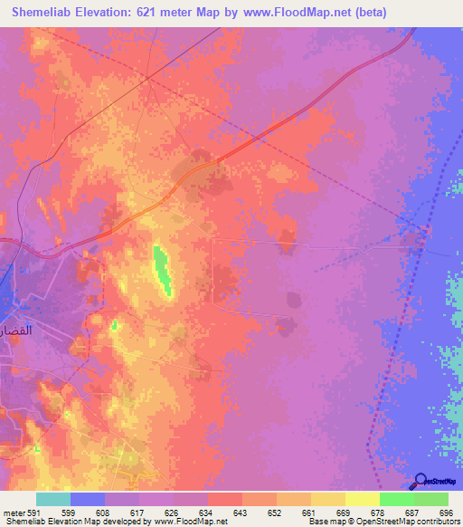 Shemeliab,Sudan Elevation Map