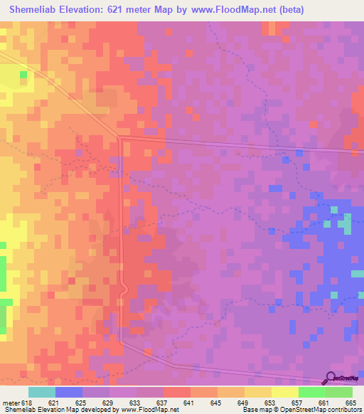 Shemeliab,Sudan Elevation Map