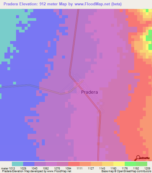 Pradera,Colombia Elevation Map