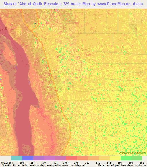 Shaykh `Abd al Qadir,Sudan Elevation Map