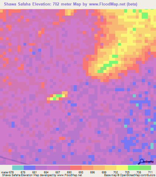 Shawa Safaha,Sudan Elevation Map