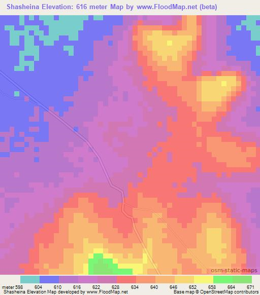 Shasheina,Sudan Elevation Map