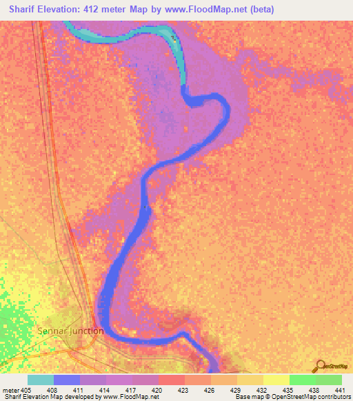 Sharif,Sudan Elevation Map