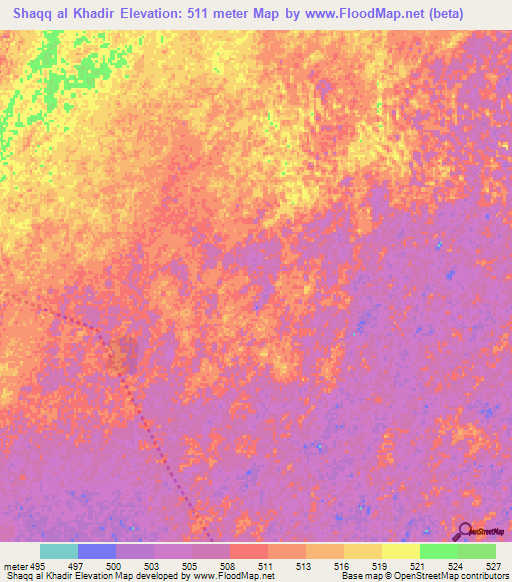 Shaqq al Khadir,Sudan Elevation Map