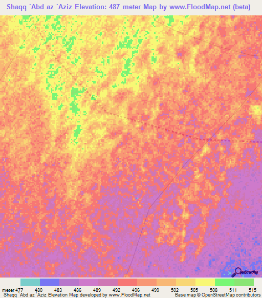 Shaqq `Abd az `Aziz,Sudan Elevation Map