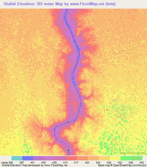 Shallal,Sudan Elevation Map