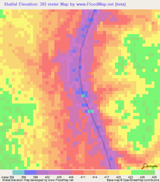 Shallal,Sudan Elevation Map