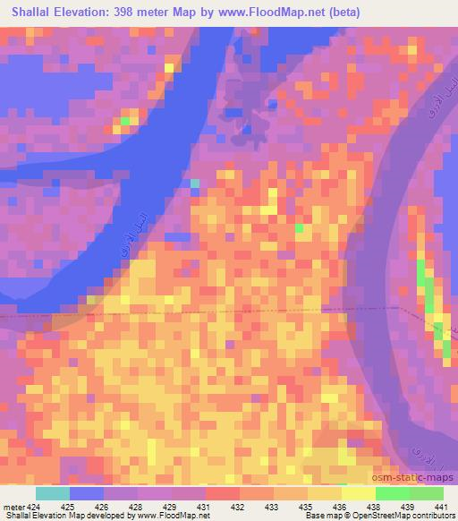 Shallal,Sudan Elevation Map