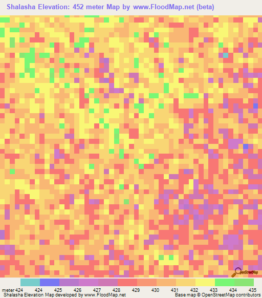 Shalasha,Sudan Elevation Map