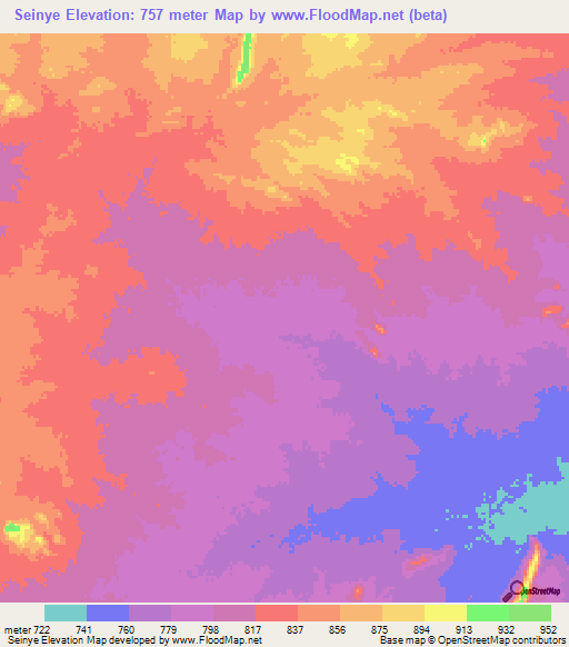 Seinye,Sudan Elevation Map