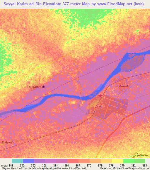 Sayyal Karim ad Din,Sudan Elevation Map