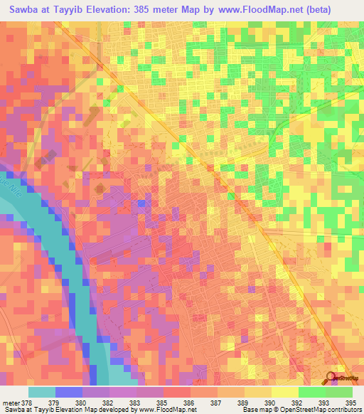 Sawba at Tayyib,Sudan Elevation Map