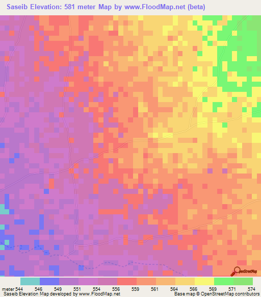 Saseib,Sudan Elevation Map