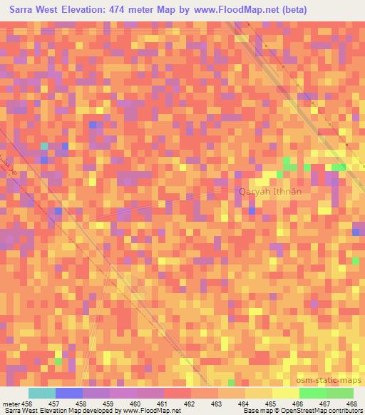 Sarra West,Sudan Elevation Map