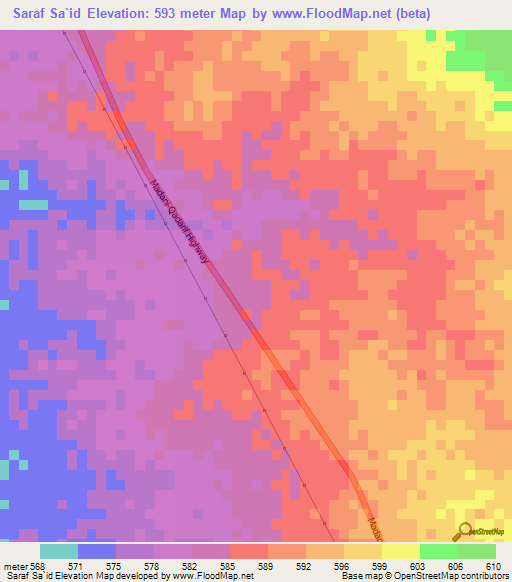 Saraf Sa`id,Sudan Elevation Map