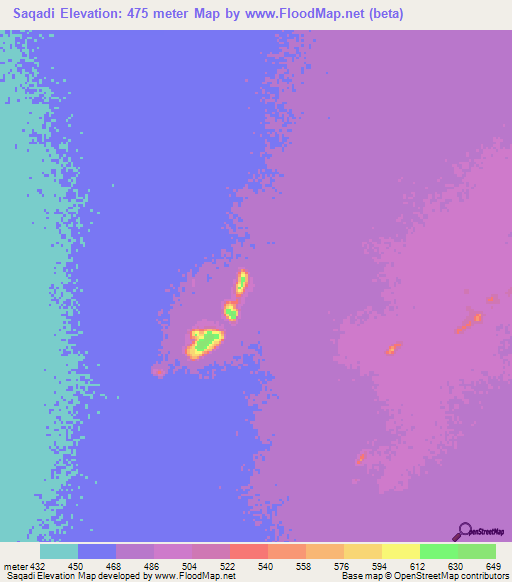 Saqadi,Sudan Elevation Map