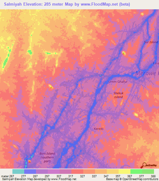 Salmiyah,Sudan Elevation Map