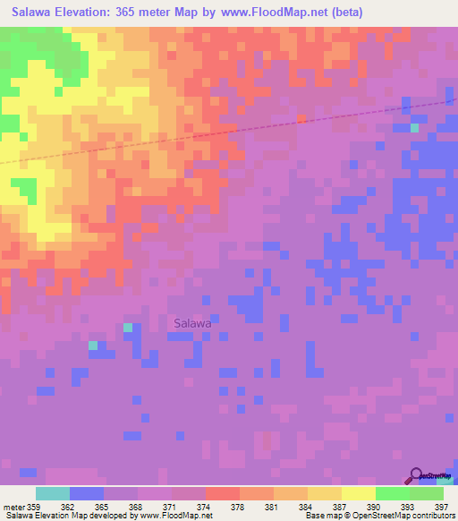Salawa,Sudan Elevation Map
