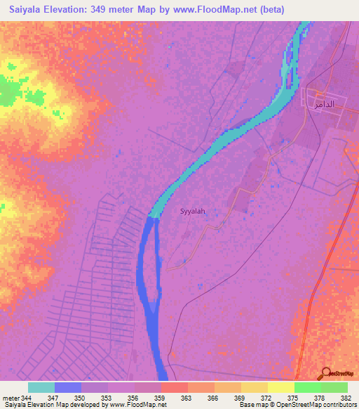 Saiyala,Sudan Elevation Map