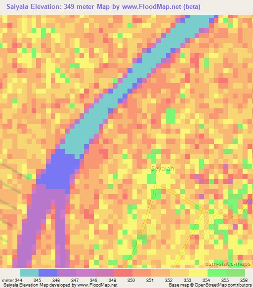 Saiyala,Sudan Elevation Map