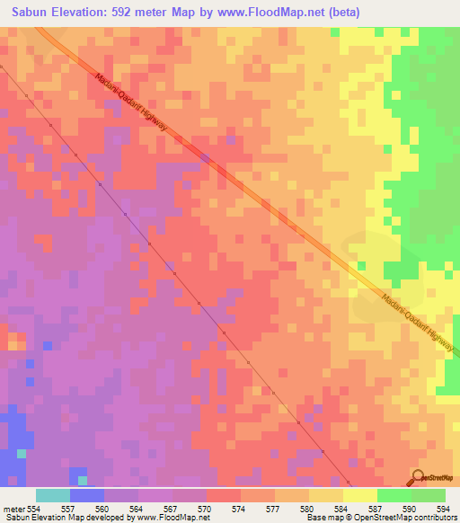 Sabun,Sudan Elevation Map