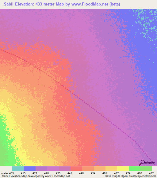 Sabil,Sudan Elevation Map