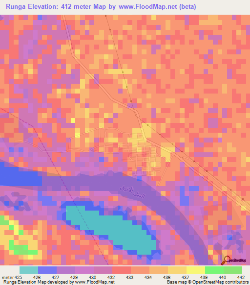 Runga,Sudan Elevation Map