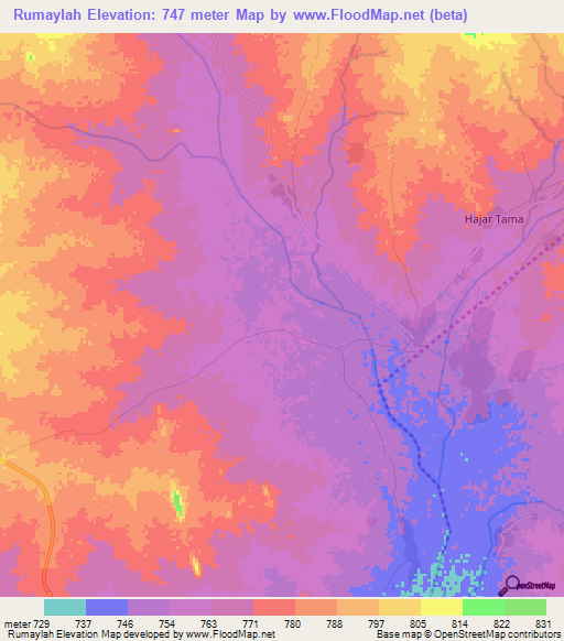 Rumaylah,Sudan Elevation Map