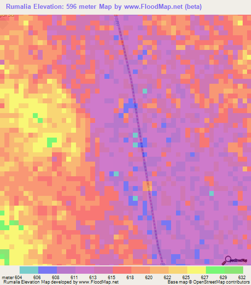 Rumalia,Sudan Elevation Map