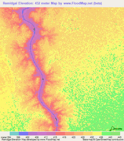 Remidgai,Sudan Elevation Map