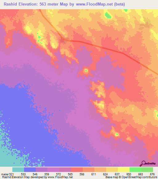 Rashid,Sudan Elevation Map