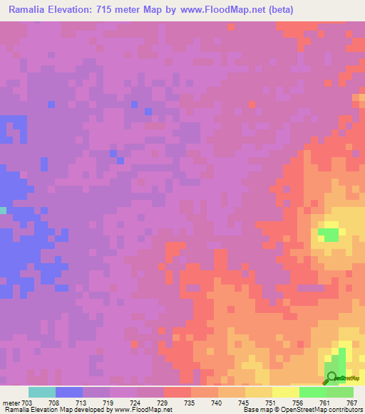 Ramalia,Sudan Elevation Map