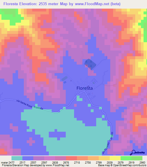 Floresta,Colombia Elevation Map
