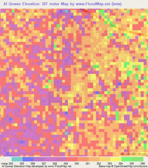 Al Qowez,Sudan Elevation Map