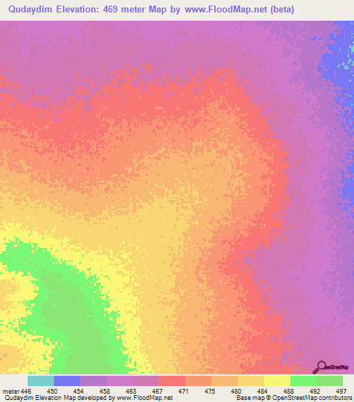 Qudaydim,Sudan Elevation Map