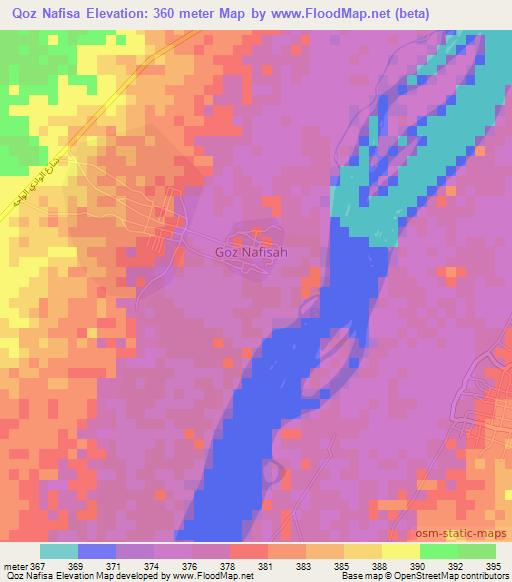 Qoz Nafisa,Sudan Elevation Map