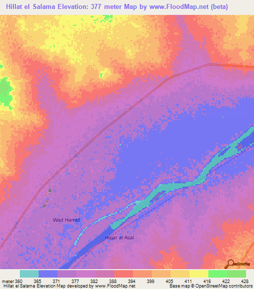 Hillat el Salama,Sudan Elevation Map