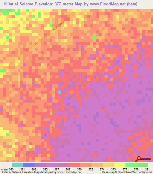 Hillat el Salama,Sudan Elevation Map