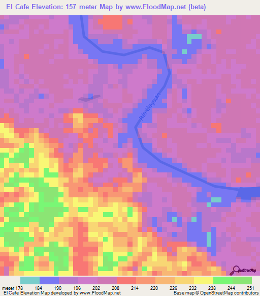 El Cafe,Colombia Elevation Map