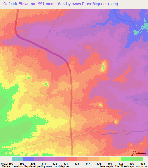 Qafalah,Sudan Elevation Map