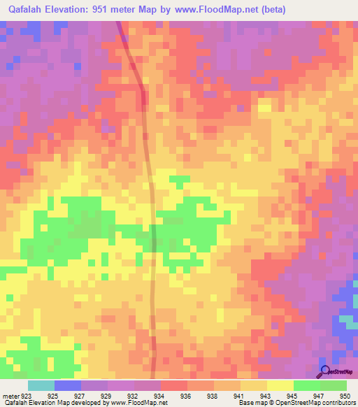 Qafalah,Sudan Elevation Map