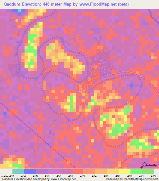 Qaddura,Sudan Elevation Map