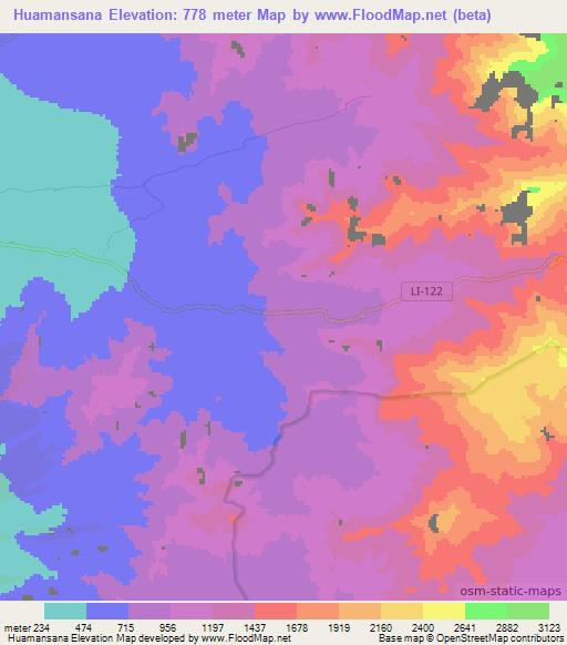 Huamansana,Peru Elevation Map