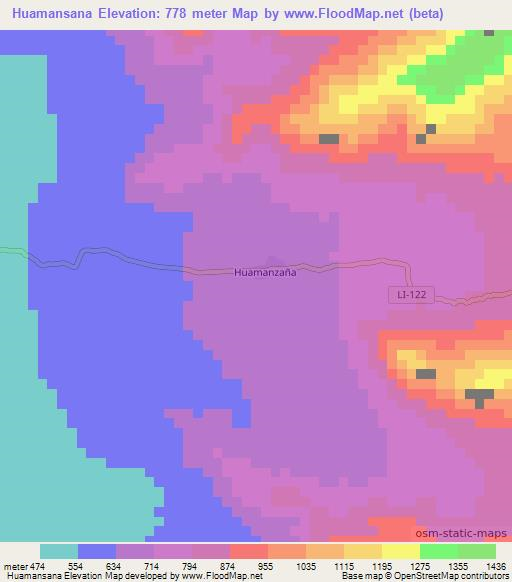 Huamansana,Peru Elevation Map