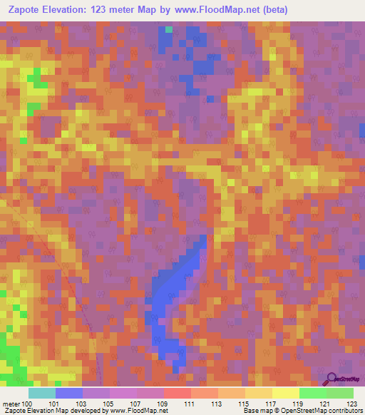 Zapote,Peru Elevation Map