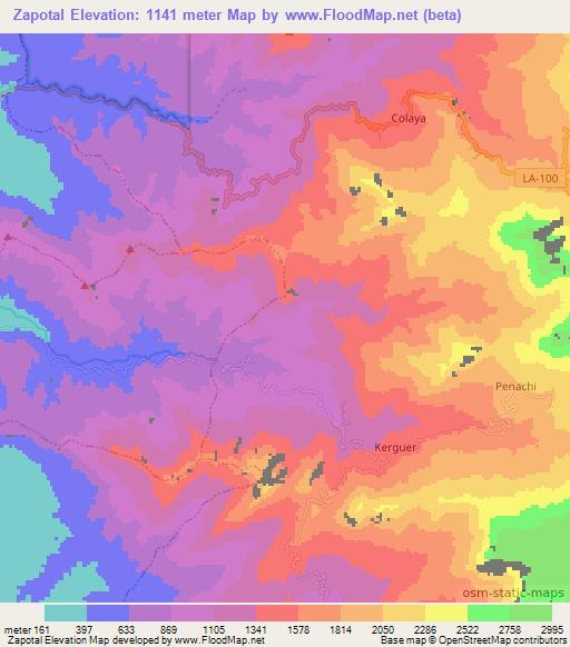 Zapotal,Peru Elevation Map